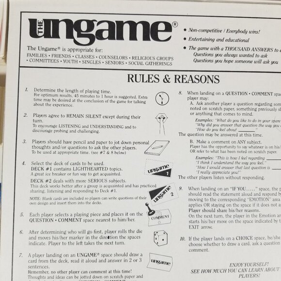 Vintage THE UNGAME 1984 Family Board Game 2-6 Players 100% Complete - Picture 8 of 9